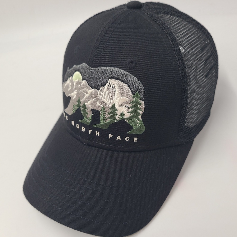 The North Face Hat Snapback Trucker Mesh Black Bear Mountain Yosemite Hike Men